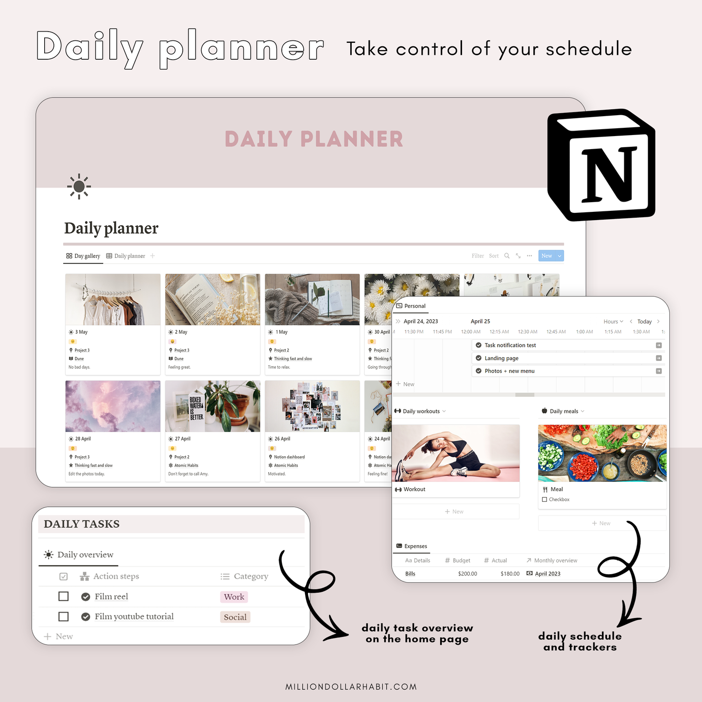 Inspire Planner for Notion - Million Dollar Habit - Notion template