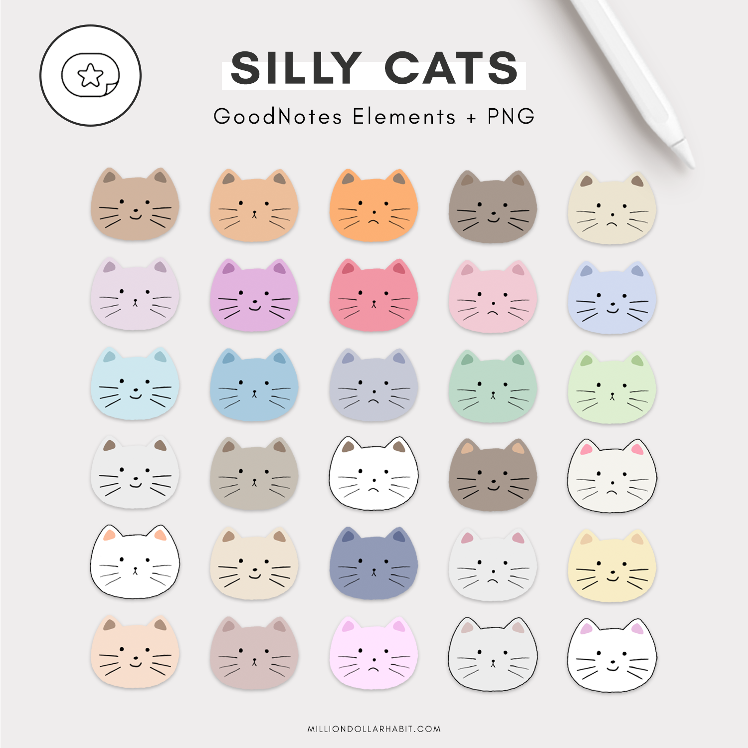 Silly Cats - Digital Stickers - Million Dollar Habit - Digital Stickers