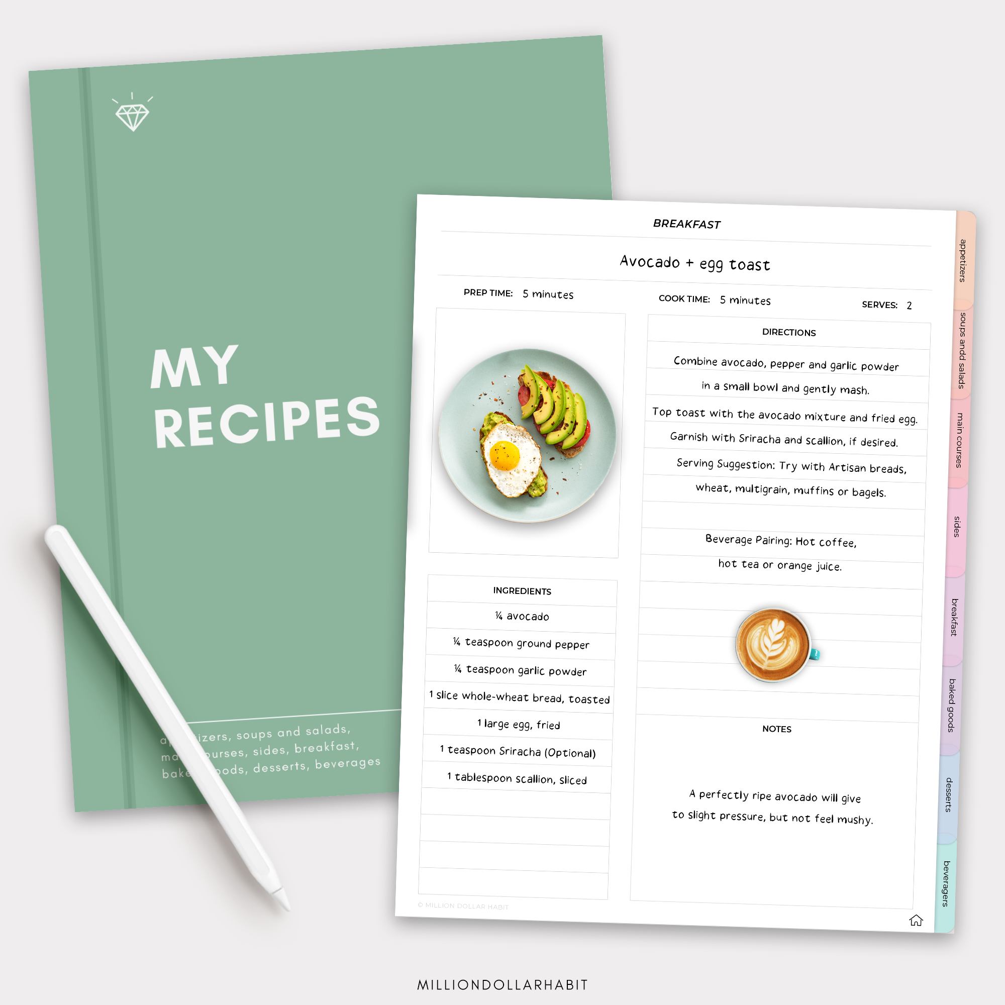 Recipe Book - Million Dollar Habit - Digital Planner