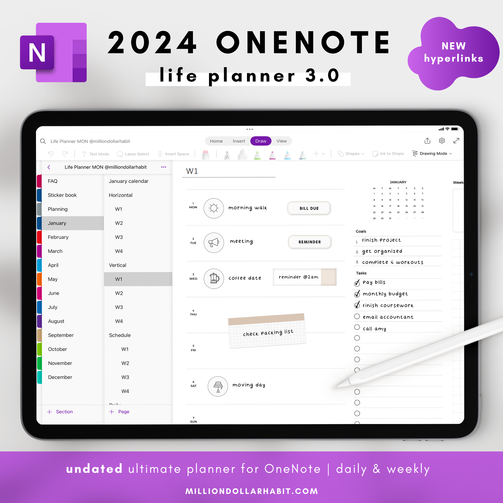 OneNote Planner - Million Dollar Habit - Digital Planner