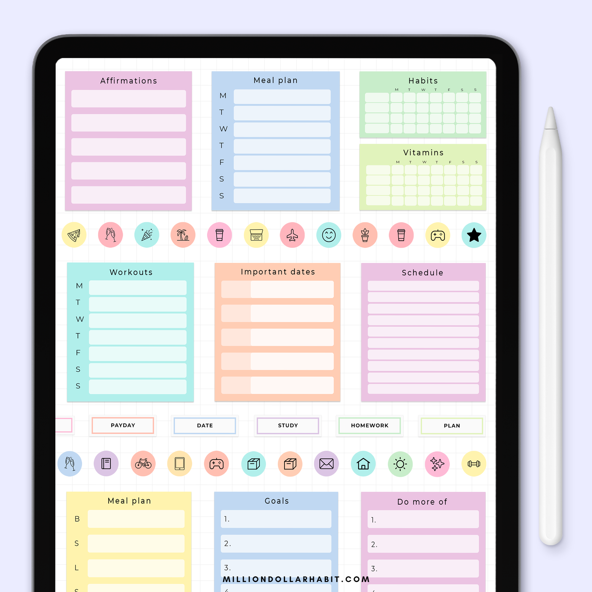 Planner Widgets Pack - Million Dollar Habit - 